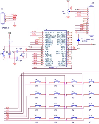 Gambar 3. 2Rangkaian aplikasi tombol keypad dengan lcd 