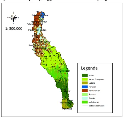 Gambar 2. Peta penggunaan lahan DAS Kupang  Tabel 2. Hasil Klasifikasi citra DAS Kupang 