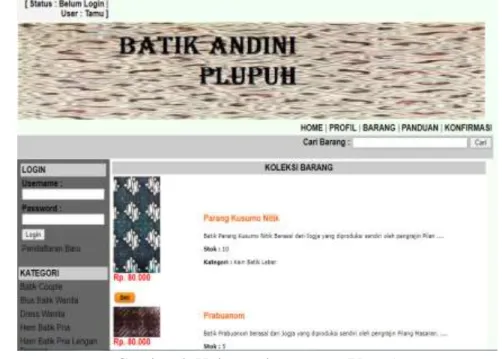 Gambar 4. Halaman konsumen (Home)  b.  Home (Admin) 