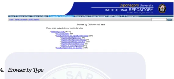 Gambar 4.5 Tampilan Menu Browser by Faculty/ Discipline 