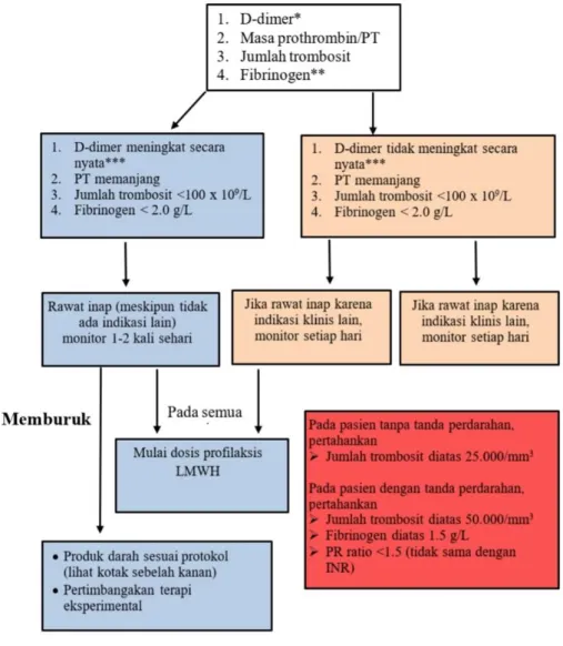 Gambar 5. Algoritma tatalaksana koagulasi pada COVID 19 berdasarkan                 marker laboratorium sederhana.