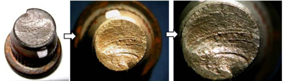 Figure 2. Fracture surface obtained from the broken wheel stud A 