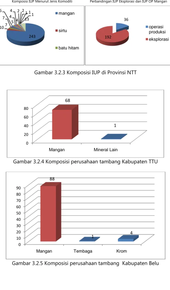 Gambar 3.2.4 Komposisi perusahaan tambang Kabupaten TTU Gambar 3.2.3 Komposisi IUP di Provinsi NTT 