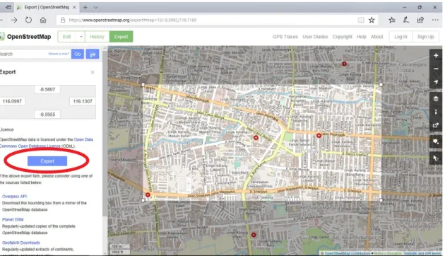 Gambar 4.1 Pemilihan lokasi peta melalui openstreetmap
