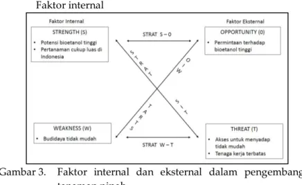 Gambar 3.   Faktor  internal  dan  eksternal  dalam  pengembangan  tanaman nipah. 