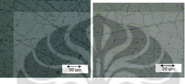 Gambar 5 Perbandingan struktur mikro logam induk sebelum dan sesudah solution treatment  
