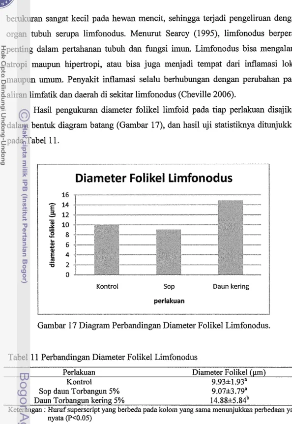 Tabel 11 Perbandingan Diameter Folikel Limfonodus 