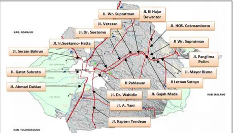 Gambar 1. Lokasi Survei Kinerja Ruas Jalan Provinsi Kabupaten Kediri  2.2 Prosedur Penelitian 
