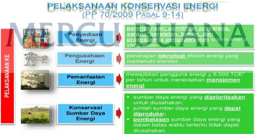 Gambar 2.5. Pelaksanaan PP No/ 70 / 2009 tentang Konservasi Energi  (Sumber dari Presentasi EBTK-ESDM 17 September 2014) 