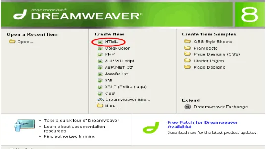 Gambar 2.12 Tampilan Macromedia Dreamweaver 8 