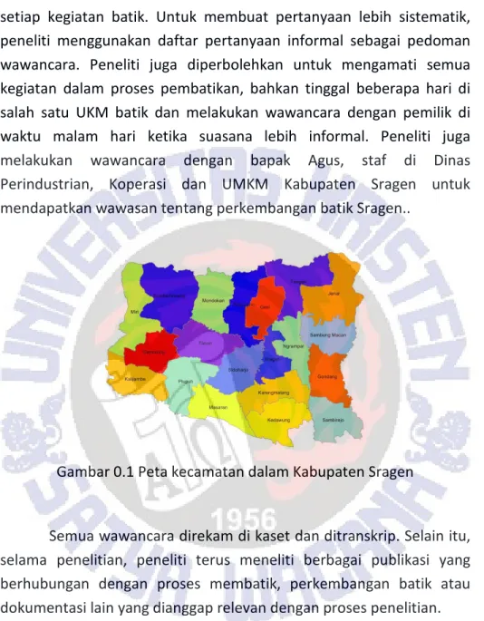 Gambar 0.1 Peta kecamatan dalam Kabupaten Sragen 
