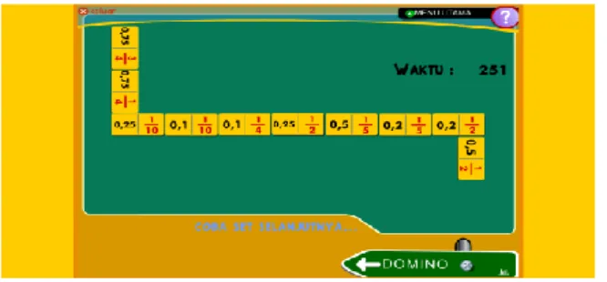 Gambar diatas memasukan jawaban domino sehingga  menampilkan domino yang baru dalam permainan ini