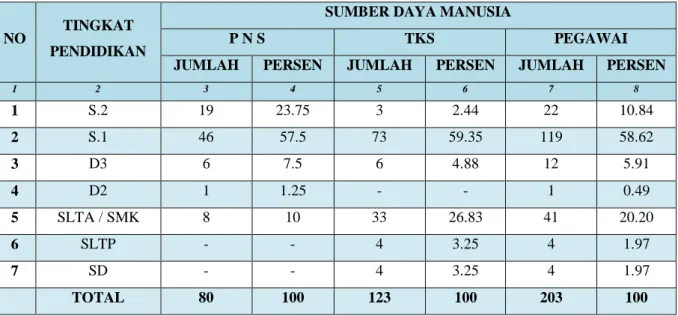 Tabel 2.2  Kualitas Sumber Daya Manusia Berdasarkan Tingkat Pendidikan Pada  Dinas Penanaman Modal dan Pelayanan Terpadu Satu Pintu Kota Tangerang Selatan 