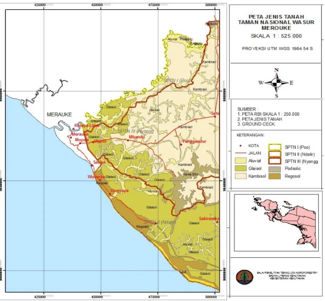Gambar 2.Peta sebaran jenis tanah pada TN Wasur, Merauke   