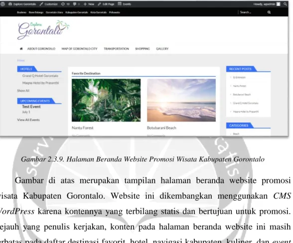 Gambar 2.3.9. Halaman Beranda Website Promosi Wisata Kabupaten Gorontalo 