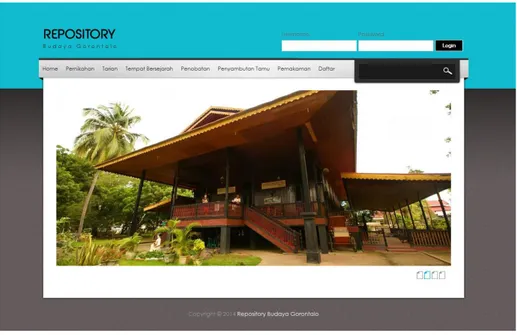 Gambar 5.25 Halaman Utama Repository Budaya Gorontalo 