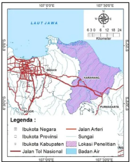 Gambar 1. Wilayah penelitian Kabupaten Karawang 