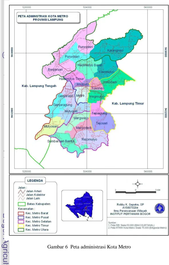 Gambar 6  Peta administrasi Kota Metro 