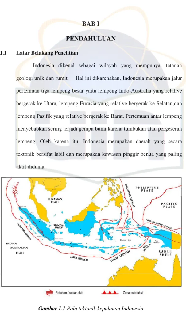 Gambar 1.1 Pola tektonik kepulauan Indonesia 