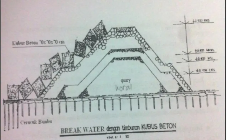 Gambar 9. Break water kubus beton (Triatmodjo, 2003) 