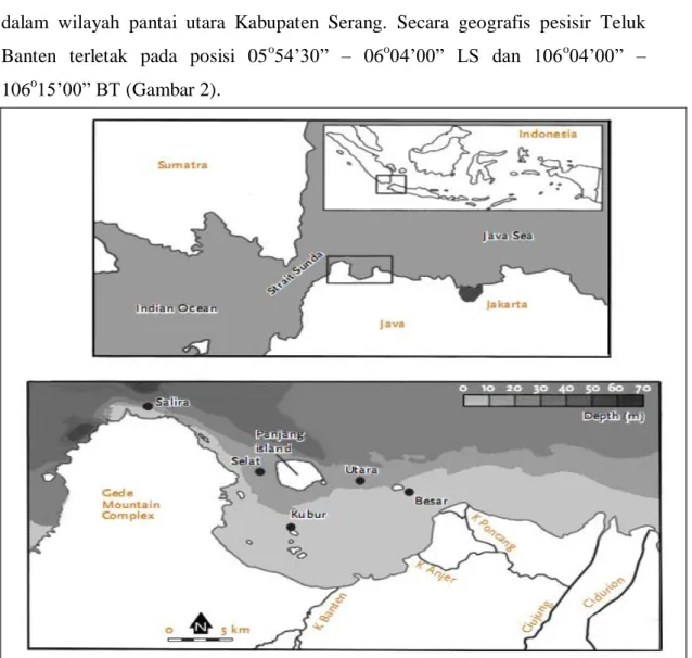 Gambar 2. Wilayah pesisir Teluk Banten  Kabupaten Serang                                 (Sumber : Hoekstra et al, 2001) 