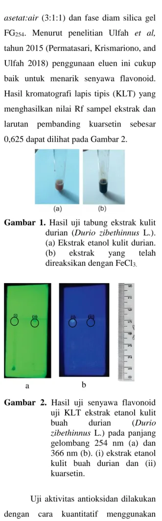 Gambar  1.  Hasil  uji  tabung  ekstrak  kulit  durian  (Durio  zibethinnus  L.). 