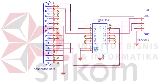 Gambar 3.3 Rangkaian kabel downloader pada port  LPT 