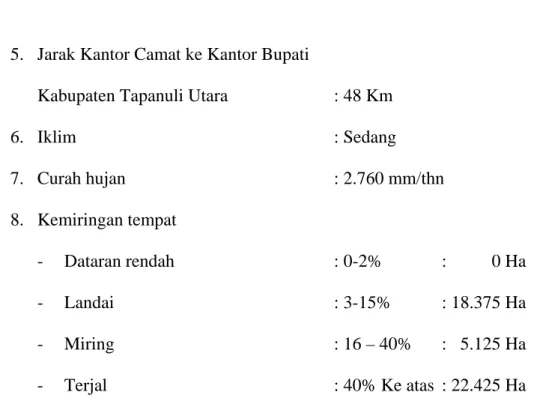 Tabel 2.2 Luas wilayah Kecamatan Pangaribuan Menurut Desa/Kelurahan  Desa/Kelurahan  Luas (Km2)  Rasio Terhadap Total 
