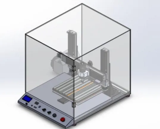 Gambar  dibawah  merupakan  desain  mesin  Mini  Handcrafting  CNC  3  Axis  yang  akan  dibuat: 