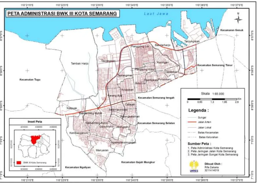 Gambar 4.1 Peta Administrasi BWK 3 Kota Semarang 