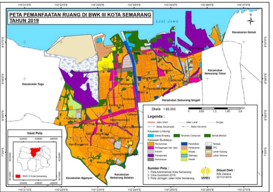 Gambar 4.4 Peta Pemanfaatan Ruang BWK 3 Kota Semarang Tahun 2019