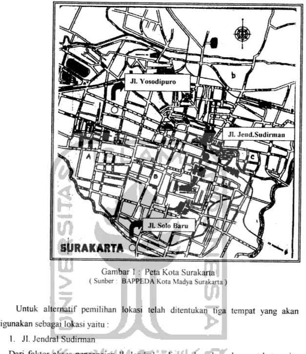 Gambar 1 : Peta Kota Surakarta ( Sunber : BAPPEDA Kota Madya Surakarta)
