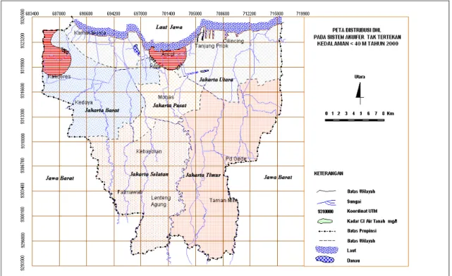 Gambar 5 :  Peta Distribusi Dhl Pada Sistem Akuifer Tak Tertekan Tahun 2000 