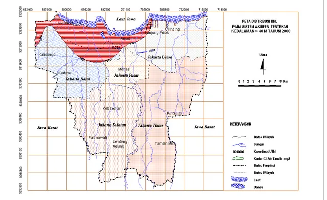 Gambar 7: Peta Distribusi Dhl Pada Sistem Akuifer Tertekan Tahun 2000 