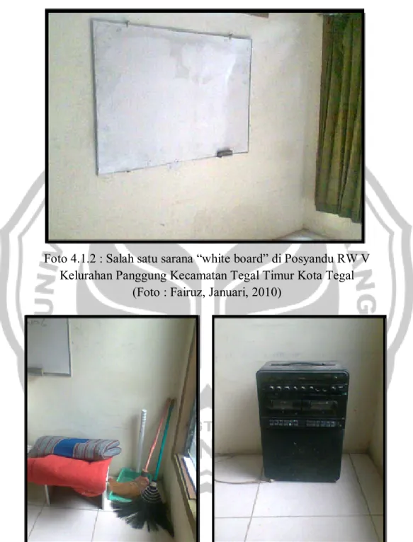 Foto 4.1.2 : Salah satu sarana “white board” di Posyandu RW V  Kelurahan Panggung Kecamatan Tegal Timur Kota Tegal 