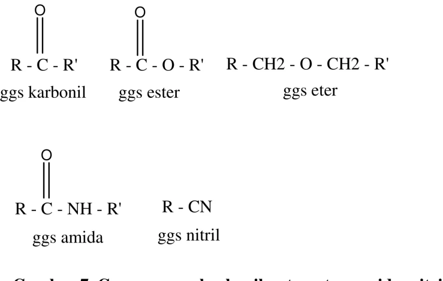 Gambar 7. Gugus-gugus karbonil, ester, eter, amida, nitril