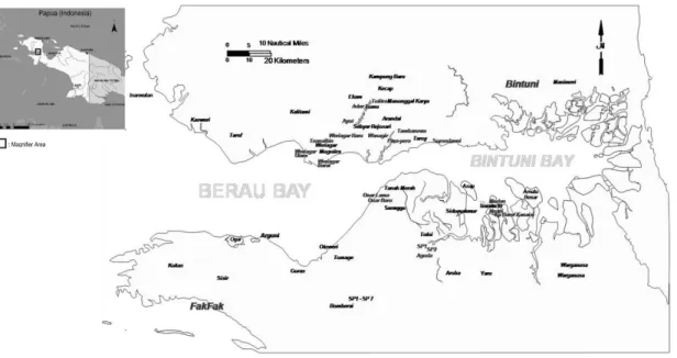 Gambar 1. Lokasi survei kekayaan jenis ikan di Teluk Bintuni 