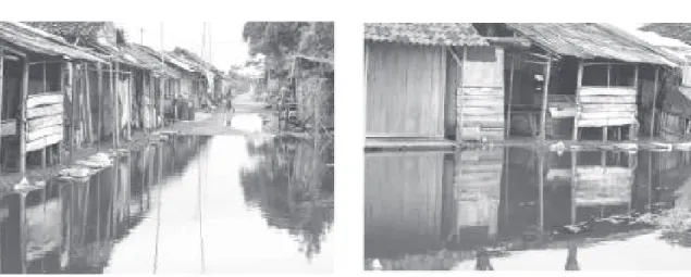 Gambar 4c. Tinggi Bekas Genangan Banjir Rob pada Dinding Rumah Penduduk  (Foto Nirwansyah 2012)