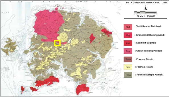 Gambar 2. Peta Geologi Lembar Belitung, skala 1:250.000.  