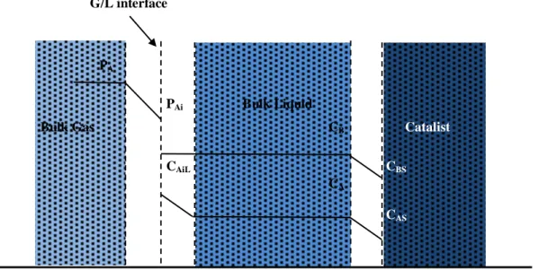 Gambar 1. Mekanisme perpindahan massa sistem gas-cair-padat G/L interface 