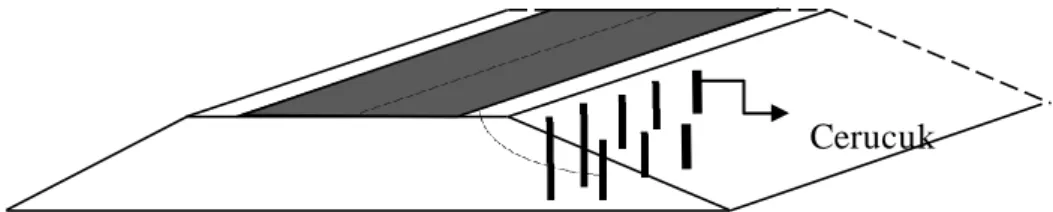 Gambar  3  Ilustrasi  penggunaan  cerucuk  sebagai  perkuatan  lereng  yang  dapat  memotong  lingkaran kelongsoran dalam 