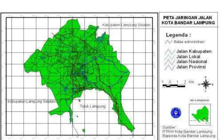 Gambar 8  Peta jaringan jalan Kota Bandar Lampung 
