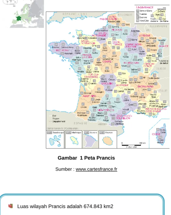 Gambar  1 Peta Prancis  Sumber : www.cartesfrance.fr 