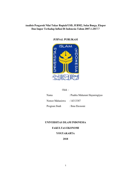 Analisis Pengaruh Nilai Tukar Rupiah/USD, JUBM2, Suku Bunga, Ekspor Dan ...