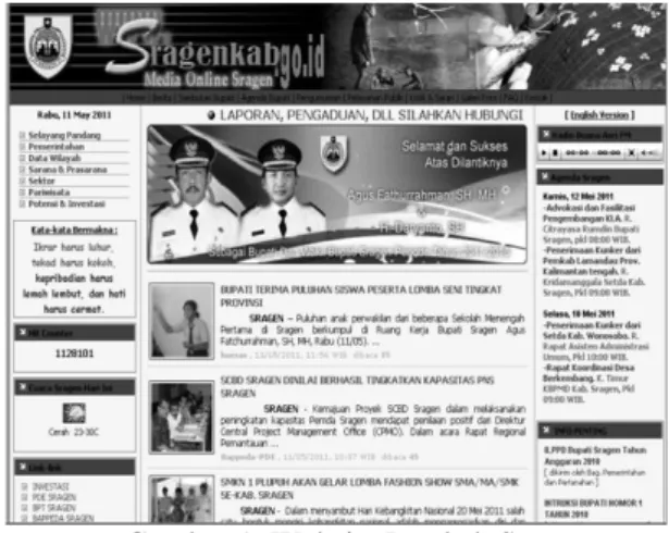 Gambar 1. Website Pemkab Sragen             Sumber: www.sragenkab.go.id 