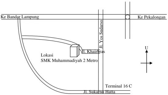 Gambar 4.1  Denah Lokasi SMK Muhammadiyah 2 Metro. 