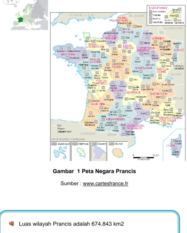 Gambar  1 Peta Negara Prancis  Sumber : www.cartesfrance.fr 