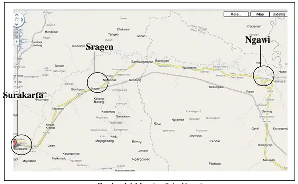Gambar 1.1 Mapping Solo-Ngawi  Sumber : Google Map (2009) 