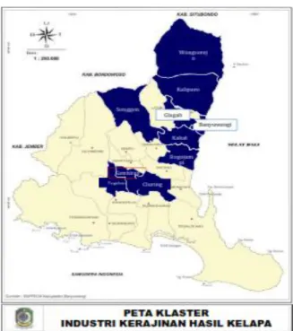 Gambar 4.5  Peta Klaster Industri  Kerajinan Hasil Kelapa di Kabupaten Banyuwangi 