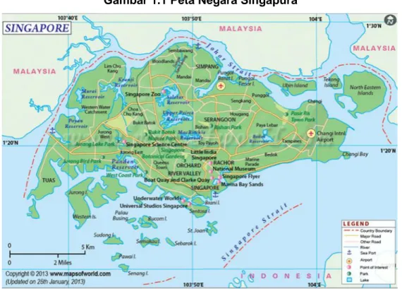 Gambar 1.1 Peta Negara Singapura 